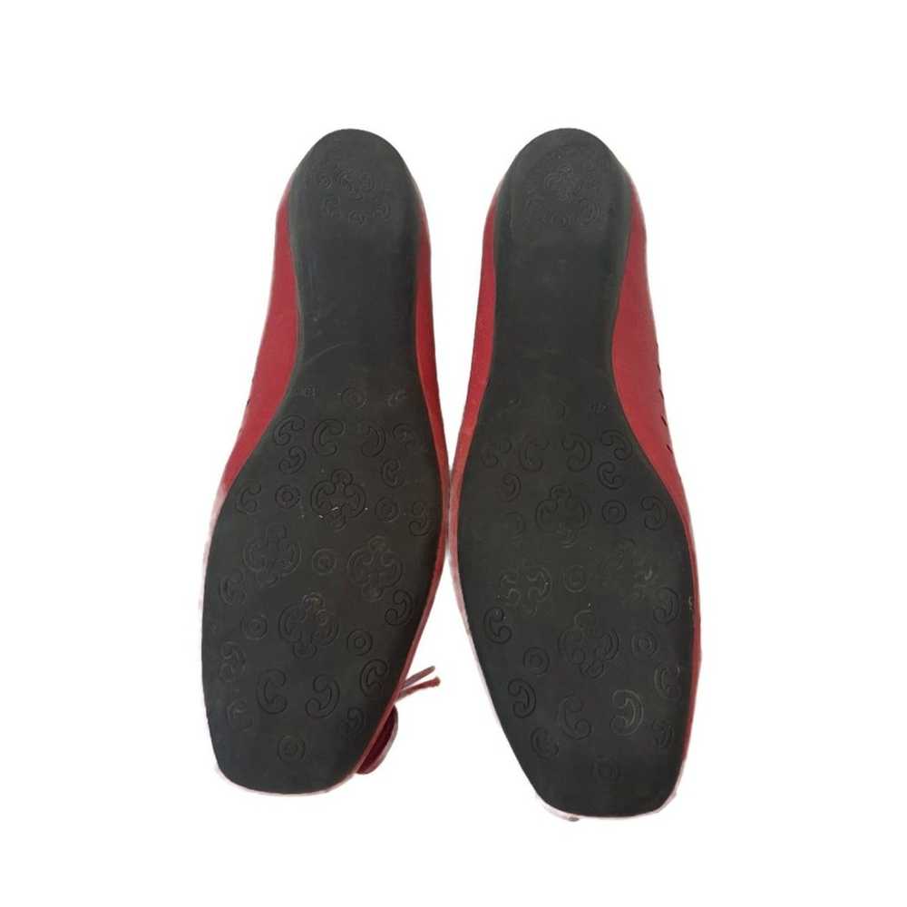 Dorking Red Ballet Flats Flowers Size 40 Leather … - image 5