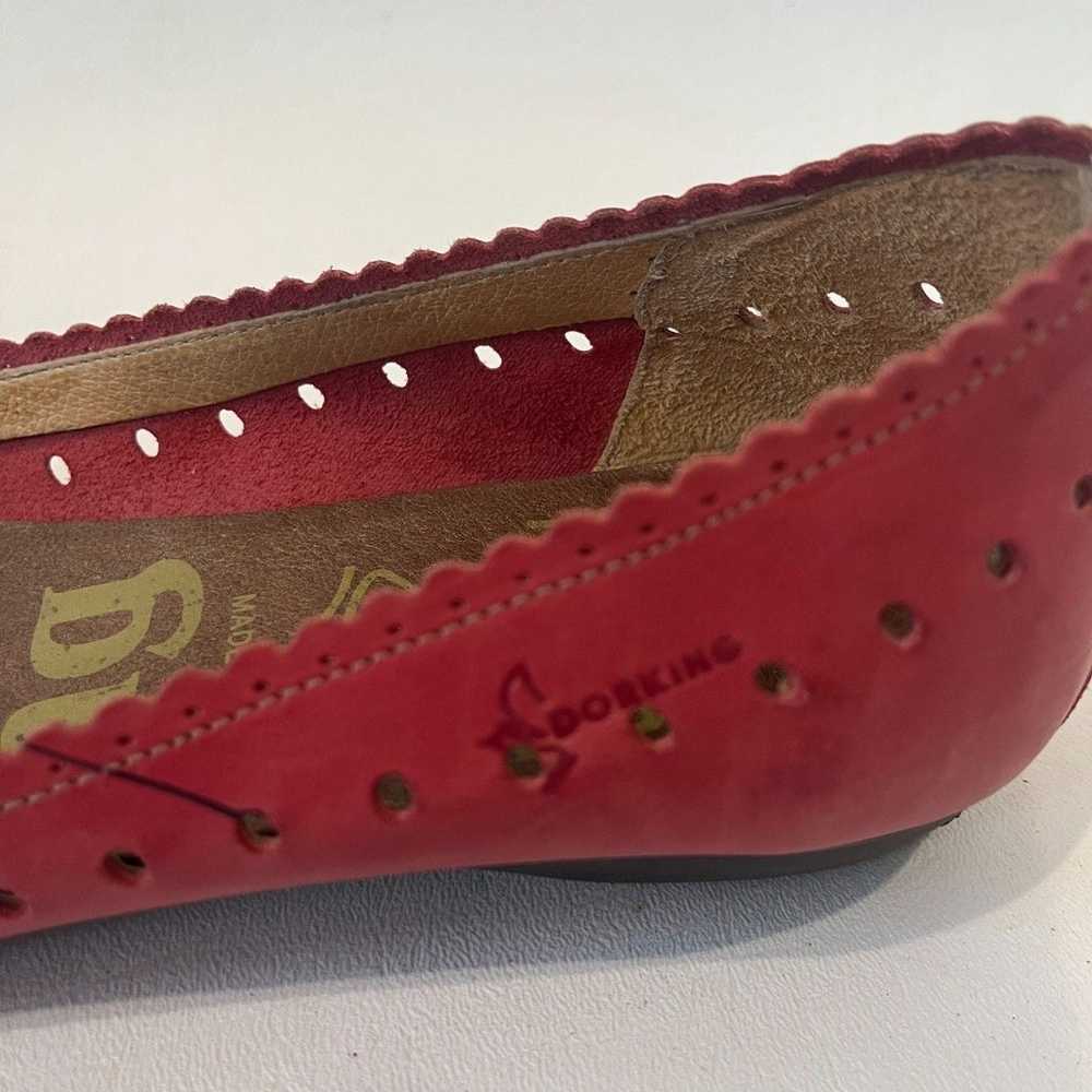 Dorking Red Ballet Flats Flowers Size 40 Leather … - image 6