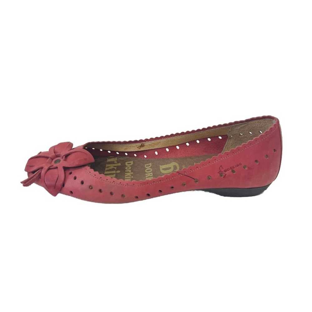 Dorking Red Ballet Flats Flowers Size 40 Leather … - image 7