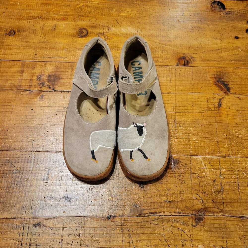 Rare CAMPER Suede Flat Shoes 39 Sheep Animal - image 1