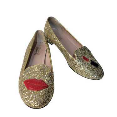 Chiara Ferragni Gold Sparkle Leather Flats (Size … - image 1