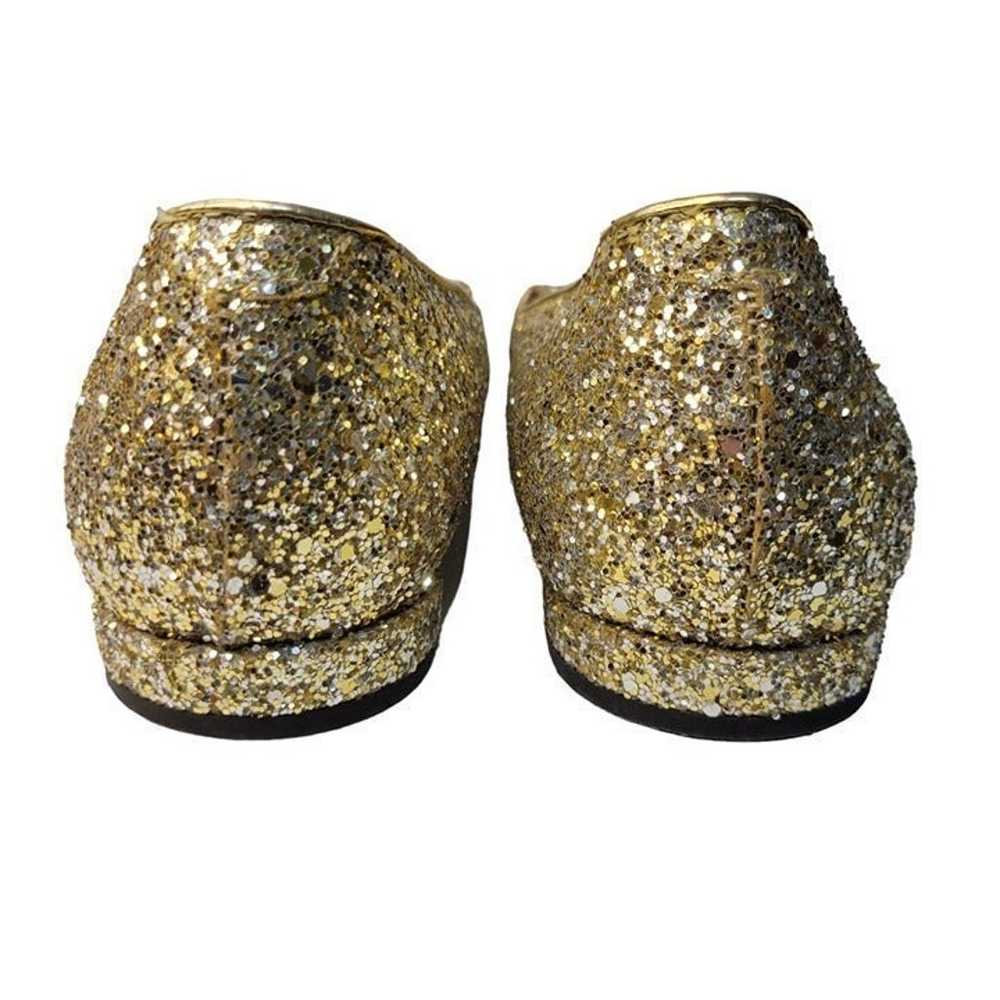 Chiara Ferragni Gold Sparkle Leather Flats (Size … - image 4