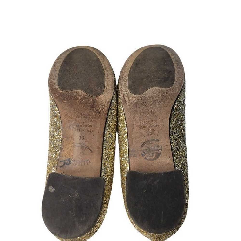 Chiara Ferragni Gold Sparkle Leather Flats (Size … - image 7