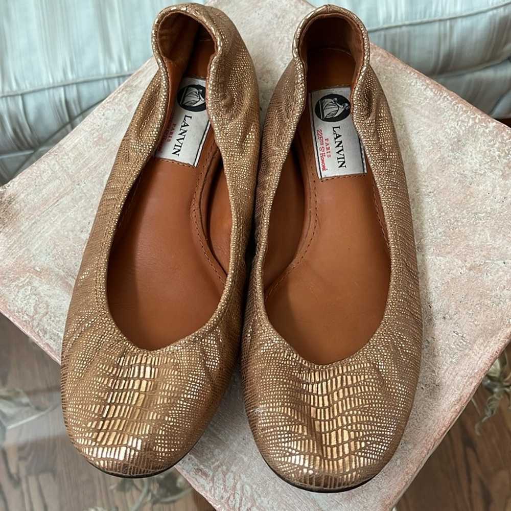 Lanvin Bronze Leather Ballet Flats - sz 6.5 - image 1