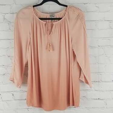 Como Vintage peach three quarter sleeve top size M