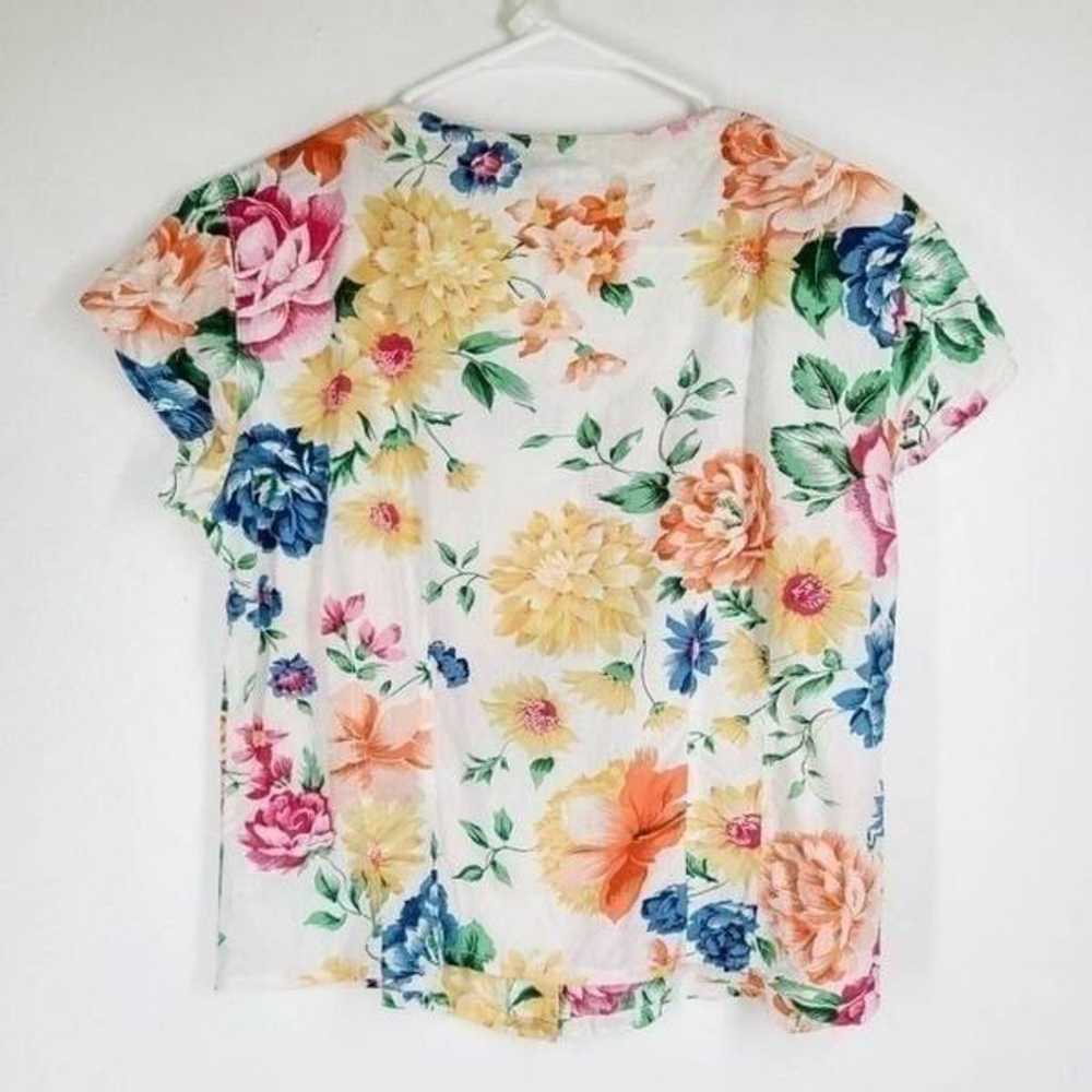 Vintage Floral Button Up Tee Medium - image 2