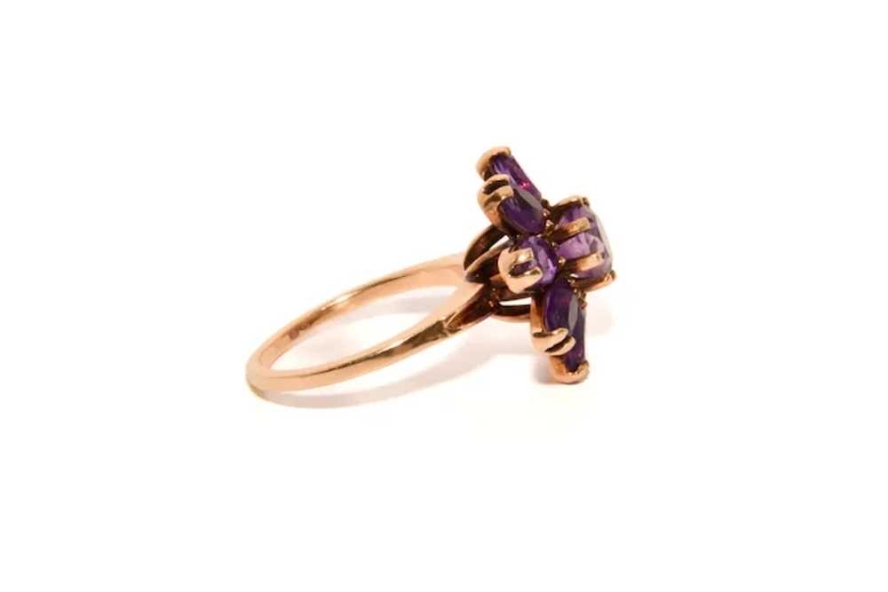 Vintage 14k Gold Amethyst Cluster Ring - image 2