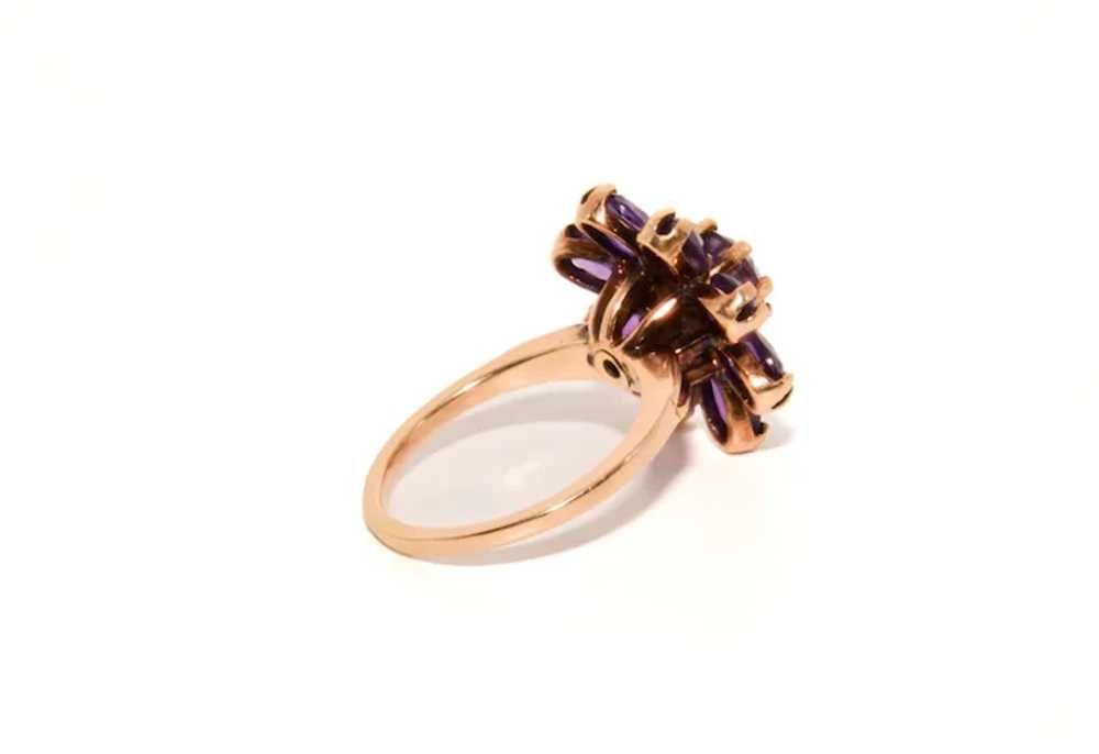 Vintage 14k Gold Amethyst Cluster Ring - image 3