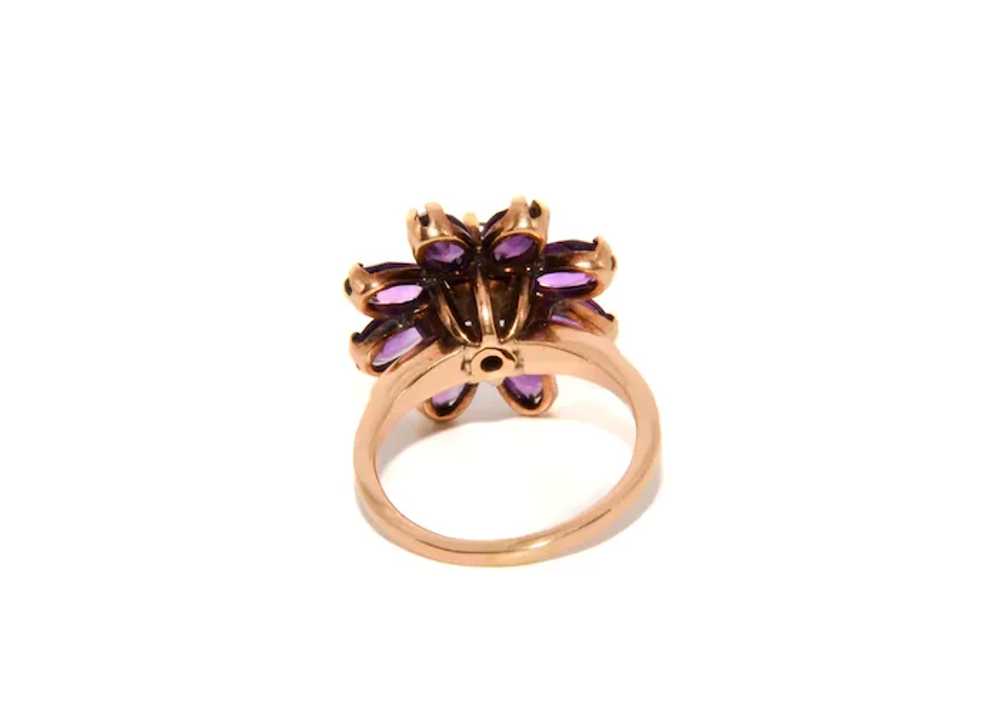 Vintage 14k Gold Amethyst Cluster Ring - image 4