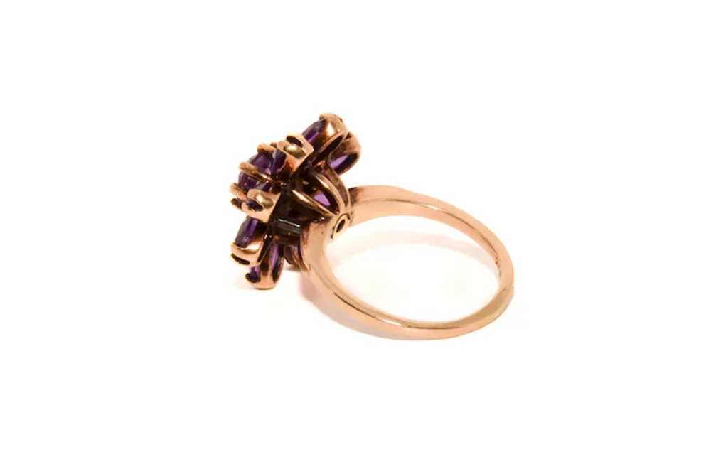 Vintage 14k Gold Amethyst Cluster Ring - image 5