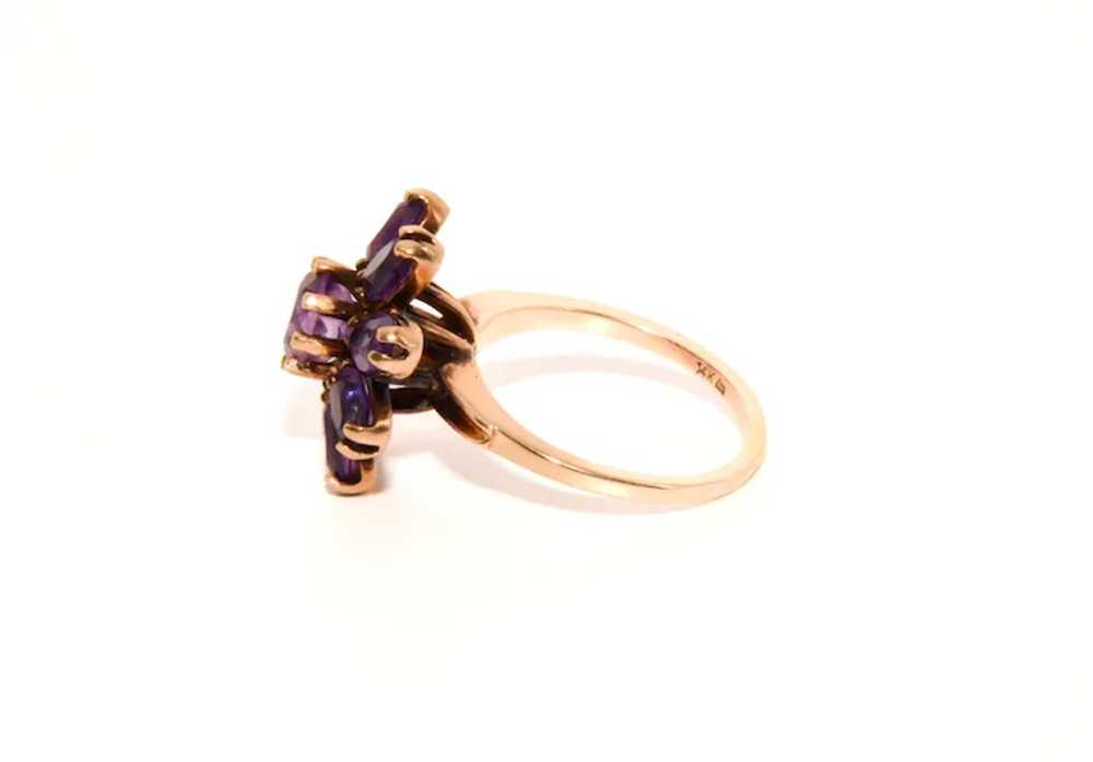 Vintage 14k Gold Amethyst Cluster Ring - image 6