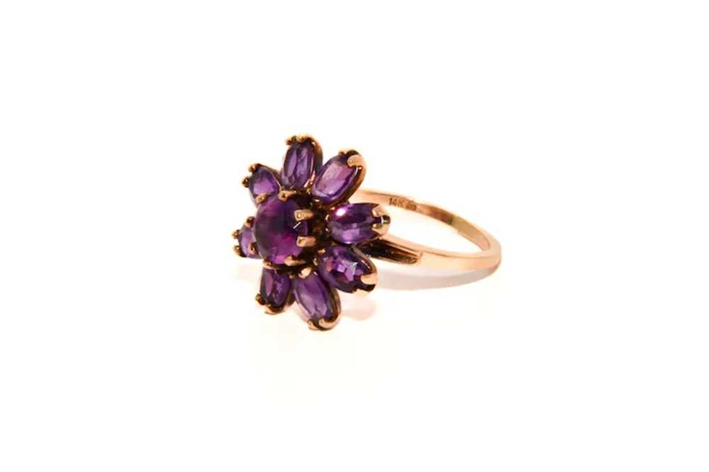 Vintage 14k Gold Amethyst Cluster Ring - image 7