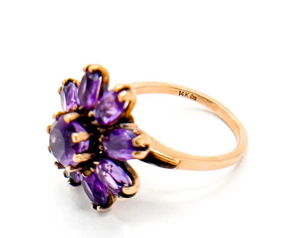 Vintage 14k Gold Amethyst Cluster Ring - image 8