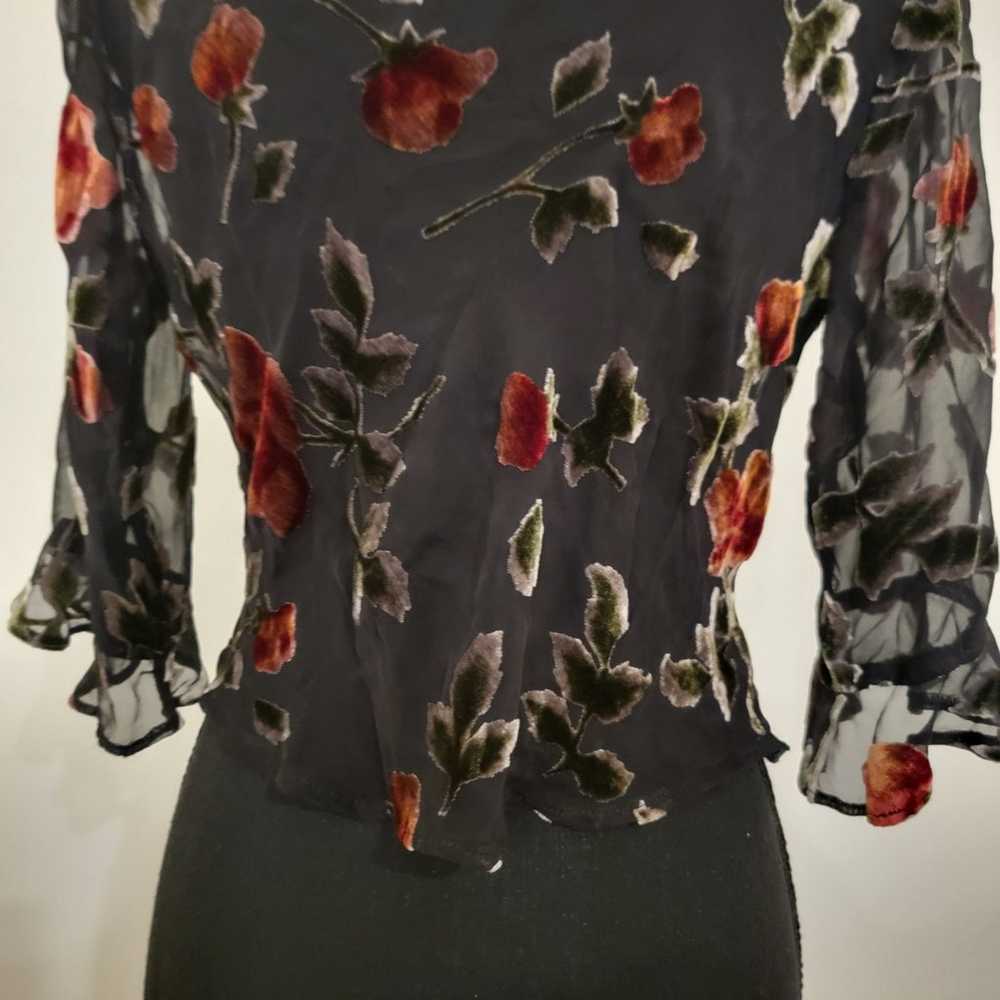 Vintage Y2K Lily Sz PM (Medium) Silk Floral Velve… - image 12