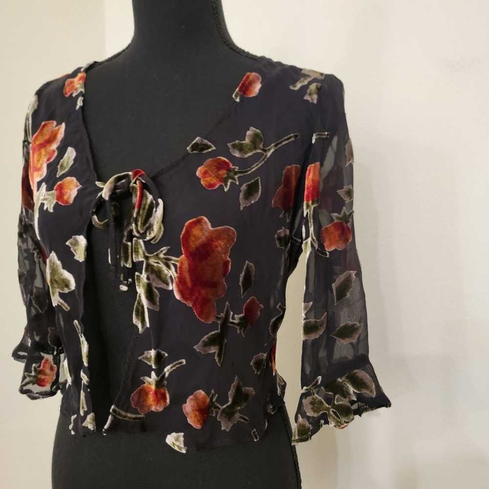 Vintage Y2K Lily Sz PM (Medium) Silk Floral Velve… - image 7