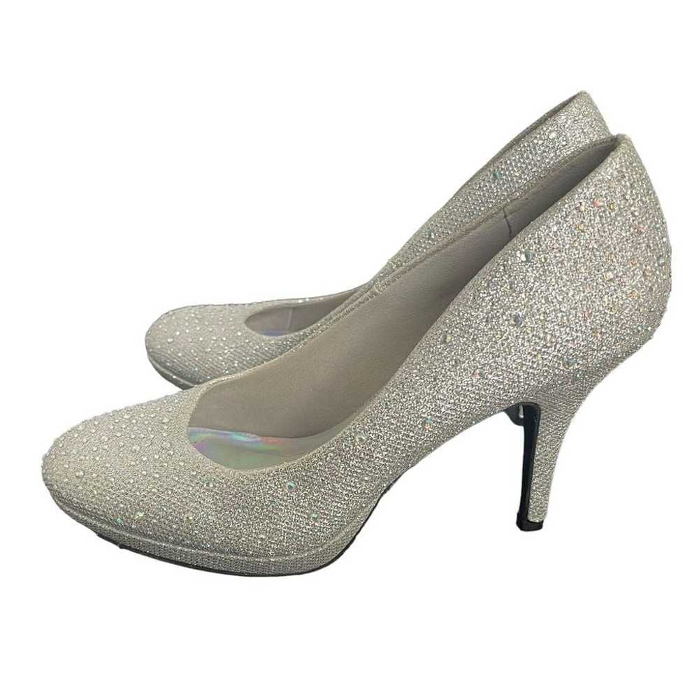 Womens Hot Tomato Silver Sparkle Bling Heels 8.5 … - image 3