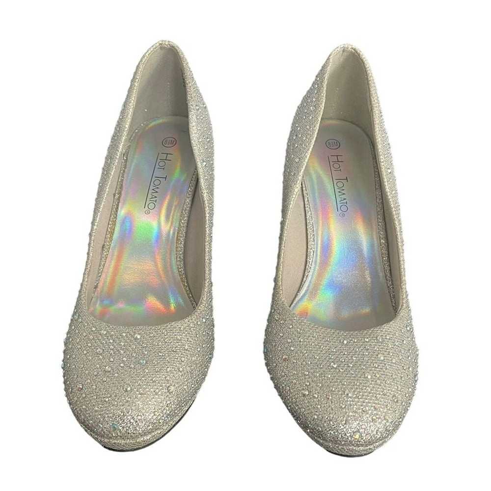 Womens Hot Tomato Silver Sparkle Bling Heels 8.5 … - image 4