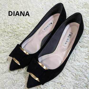 Diana Pumps Pointed Toe Ribbon Suede Gold Black - image 1