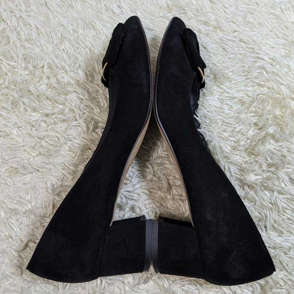 Diana Pumps Pointed Toe Ribbon Suede Gold Black - image 5