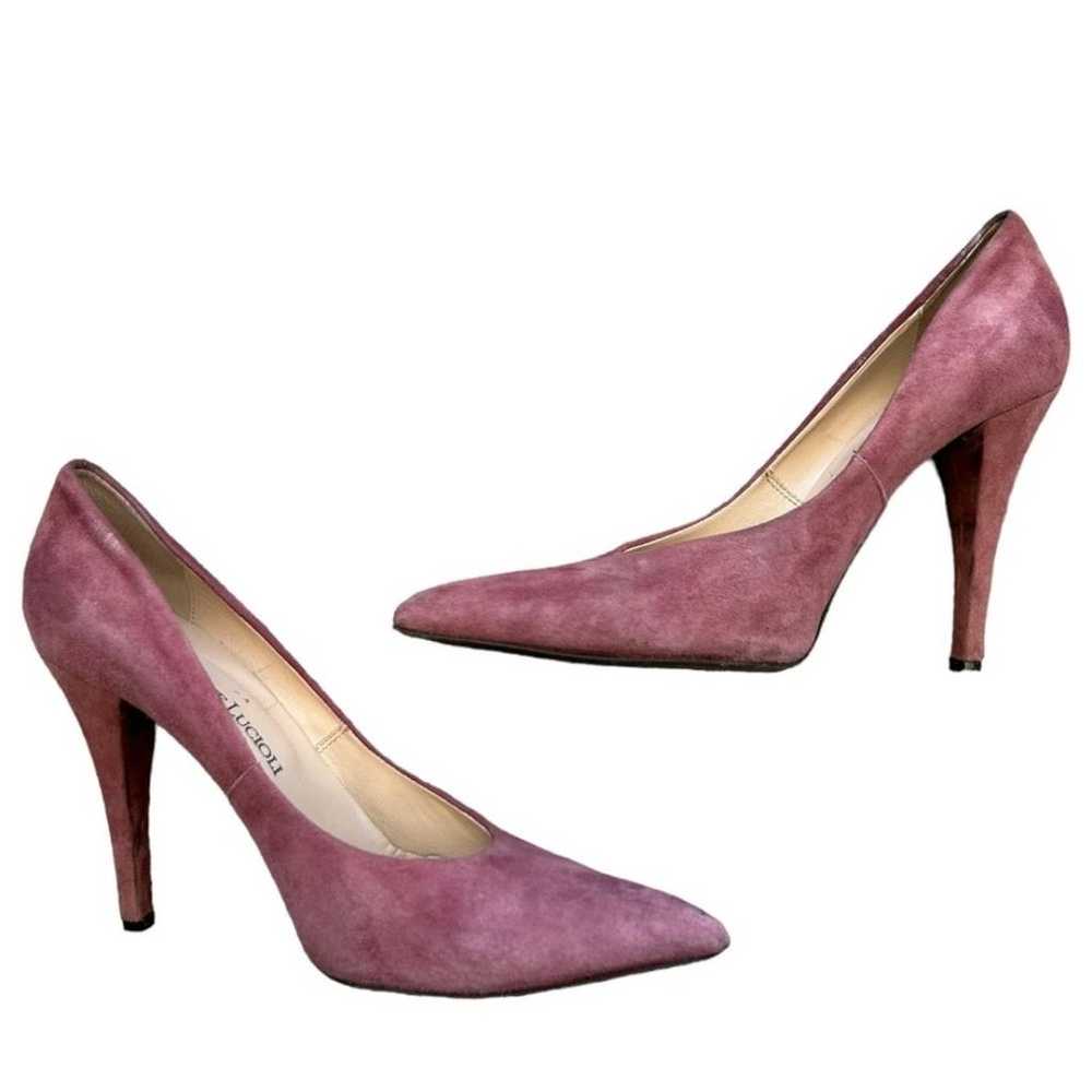 Y2K Gastone Lucioli Mauve Italian Suede High Heel… - image 2