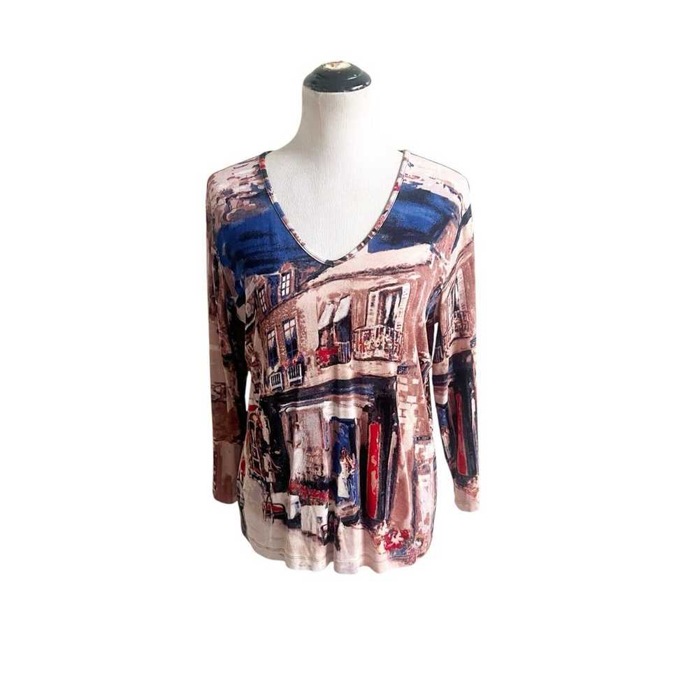 Chicos Travelers Vintage Blouse Sz. 2/Medium Art … - image 1