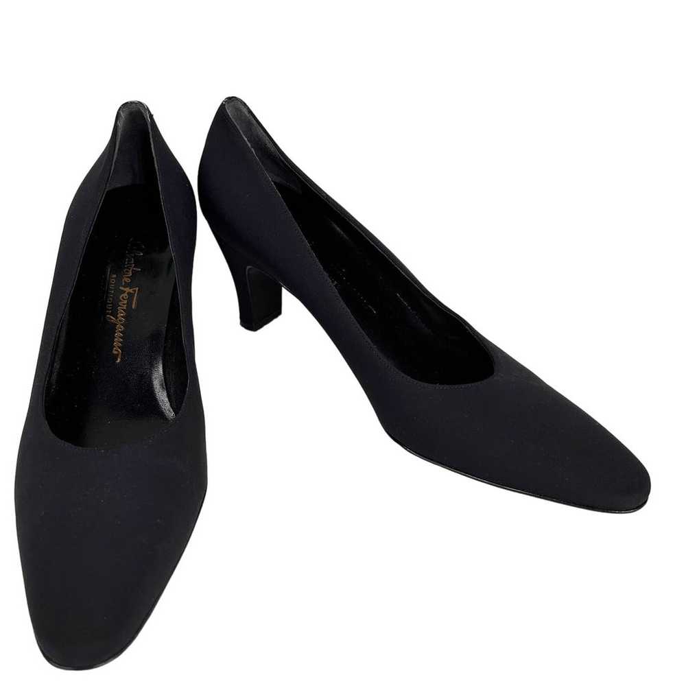 Salvatore Ferragamo Boutique Black Pumps  Fabric … - image 1