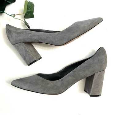 Marc Fisher Gray Suede Leather Block Heel Shoe Si… - image 1