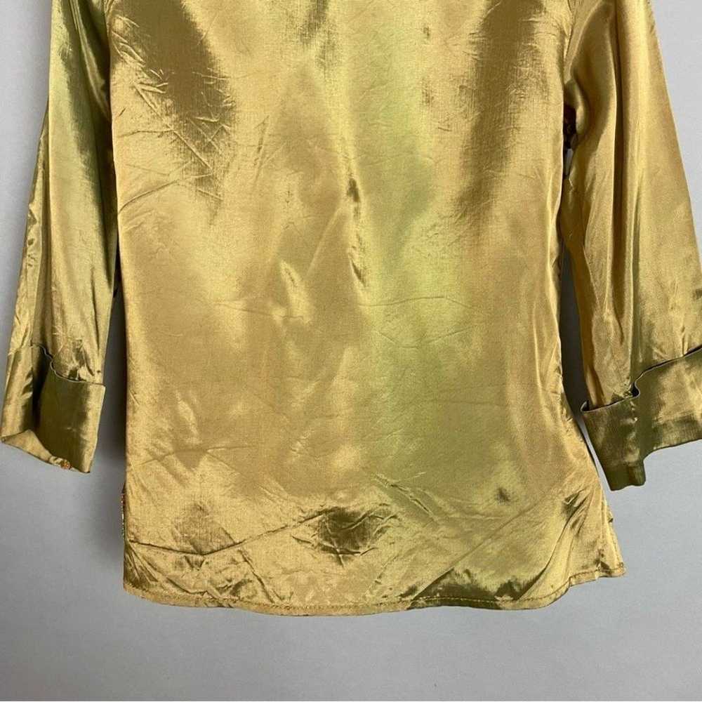 Vintage Y2K Anxiety Blouse Iridescent Green Orang… - image 10