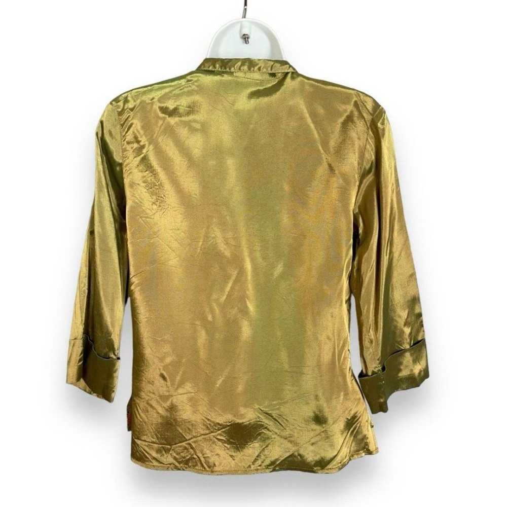 Vintage Y2K Anxiety Blouse Iridescent Green Orang… - image 2