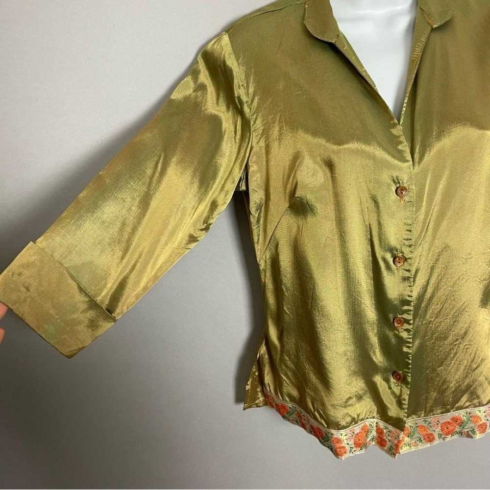 Vintage Y2K Anxiety Blouse Iridescent Green Orang… - image 5