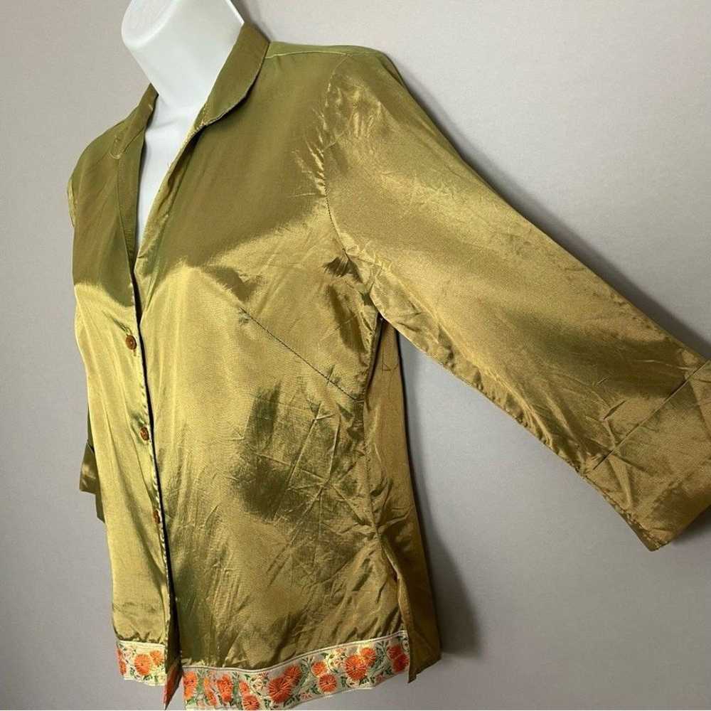 Vintage Y2K Anxiety Blouse Iridescent Green Orang… - image 8