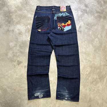 Akademiks dark denim y2k skater street embroidered urban streetwear Jeans 36 sale