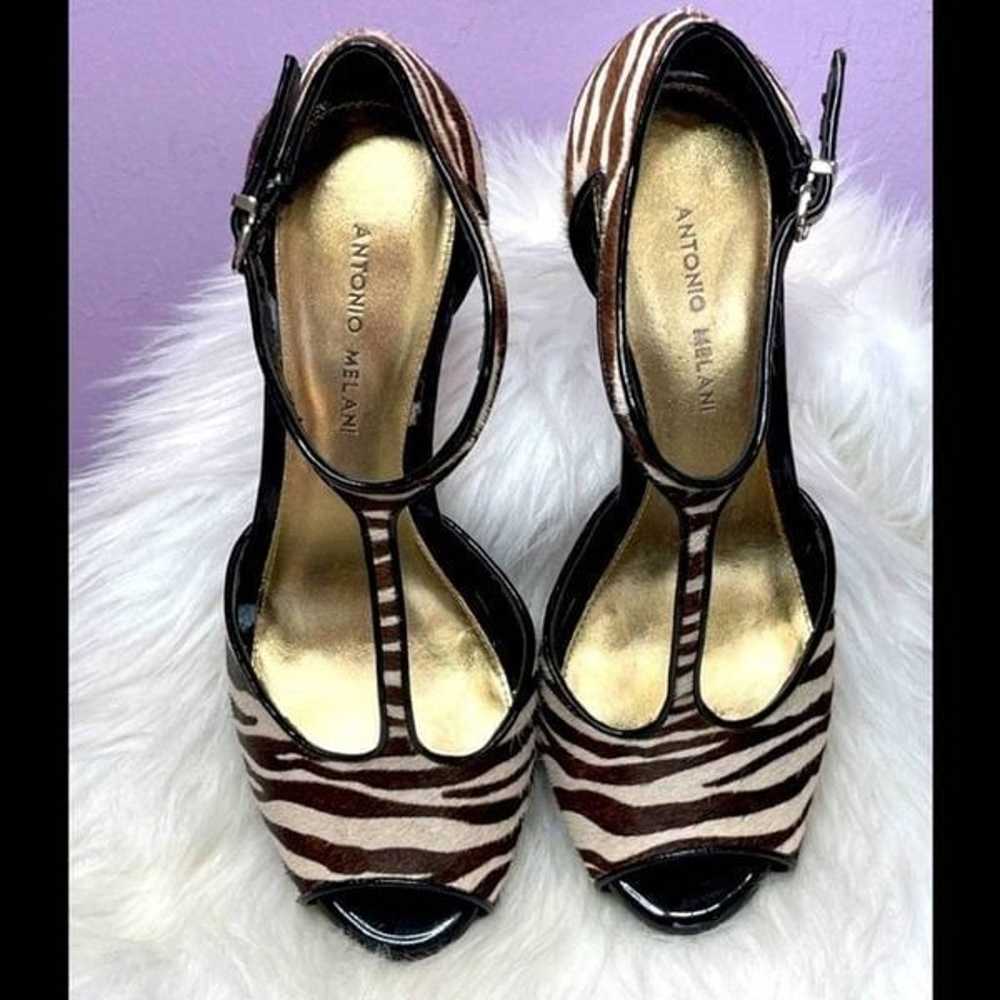 Antonio Melani Brown Zebra Print Heels Size 10 - image 2