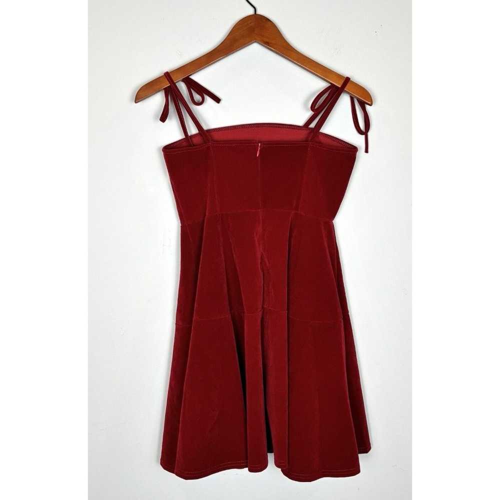 Red Velvet Velour Strappy Mini Dress Size Small - image 2