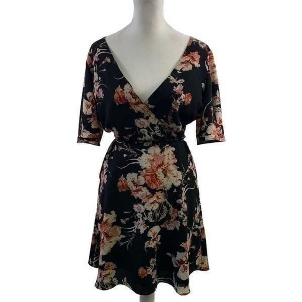 BB Dakota Black Floral Tropical Vine Dress Size 6 - image 1