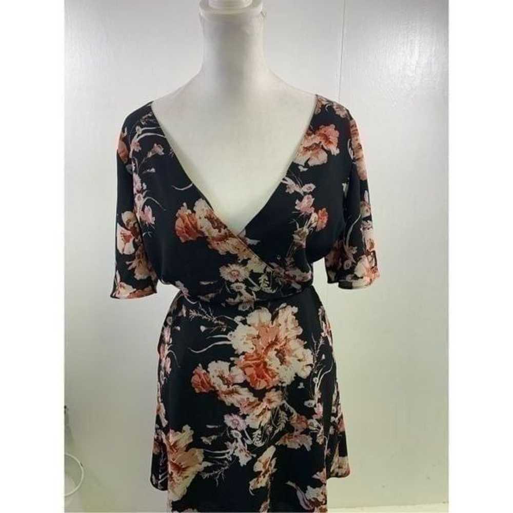 BB Dakota Black Floral Tropical Vine Dress Size 6 - image 3