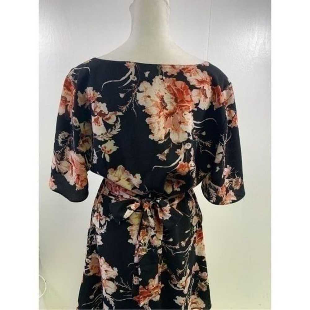 BB Dakota Black Floral Tropical Vine Dress Size 6 - image 4