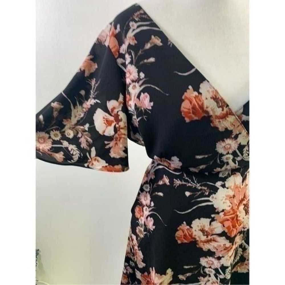 BB Dakota Black Floral Tropical Vine Dress Size 6 - image 5