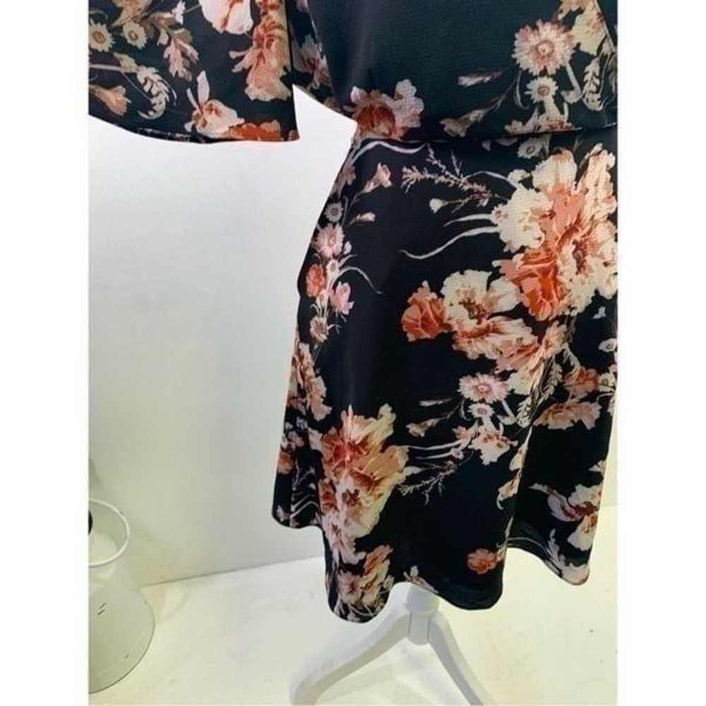 BB Dakota Black Floral Tropical Vine Dress Size 6 - image 6