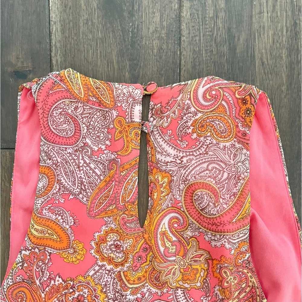 H&M Boho Peach Paisley Sleeveless Low V-Neck Plea… - image 7