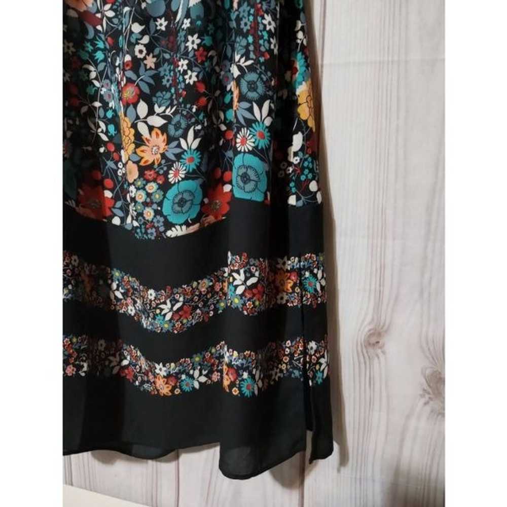 Loft Dress Ladies Medium Black Floral Peasant - image 4