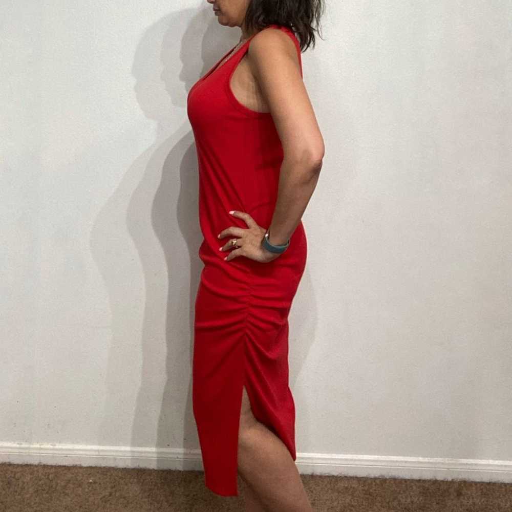 A New Day Red Ruched Midi Dress Sz L - image 5