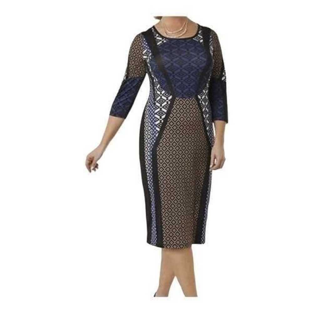 Monroe And Maine 3/4 Sleeve Geometric MIDI Dress … - image 2