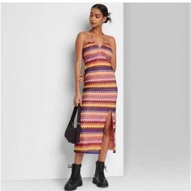 Wild Fable Multi Color Crochet Striped Dress