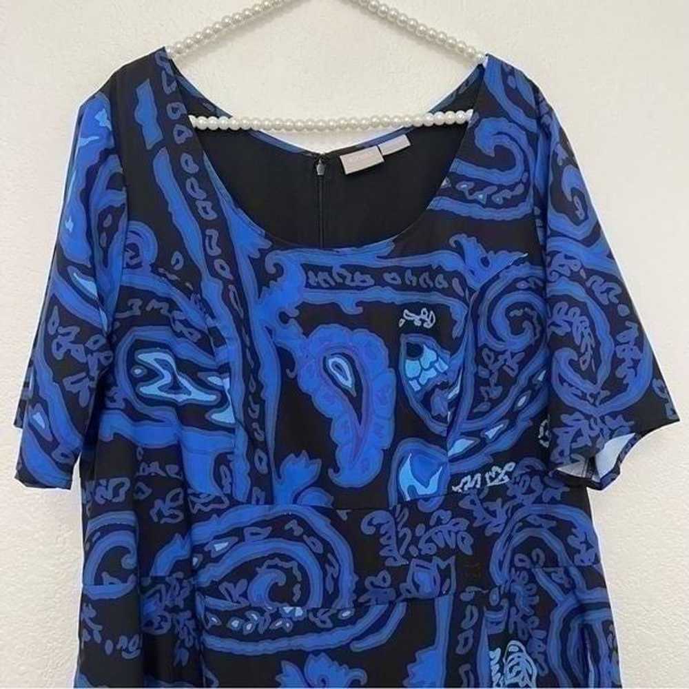 Eshakti Blue Black Floral Paisley Abstract Dress … - image 2