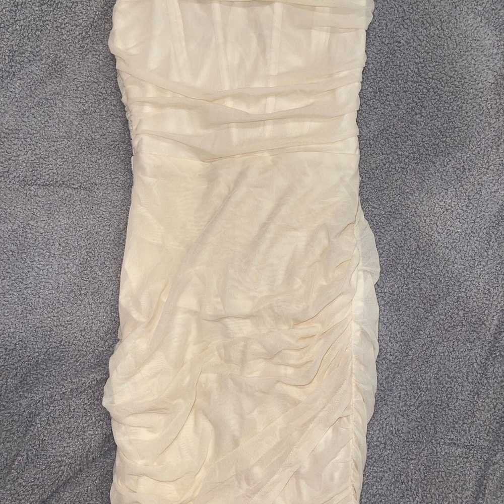 Boutique Cream Ruched Strapless
Dress - image 5