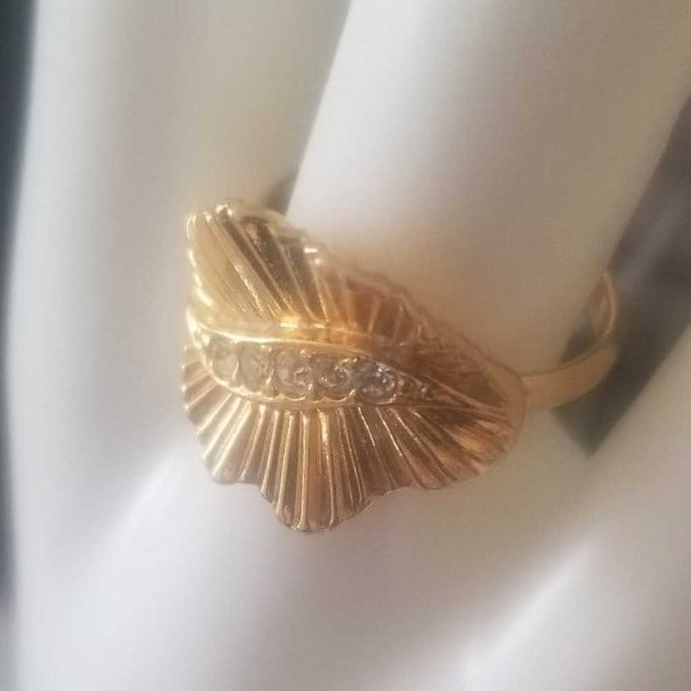 Fashionable & Trending Avon Gold Tone Crystal Ring - image 2