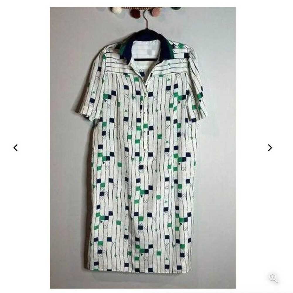 Vintage silk patterned collared dress - image 1