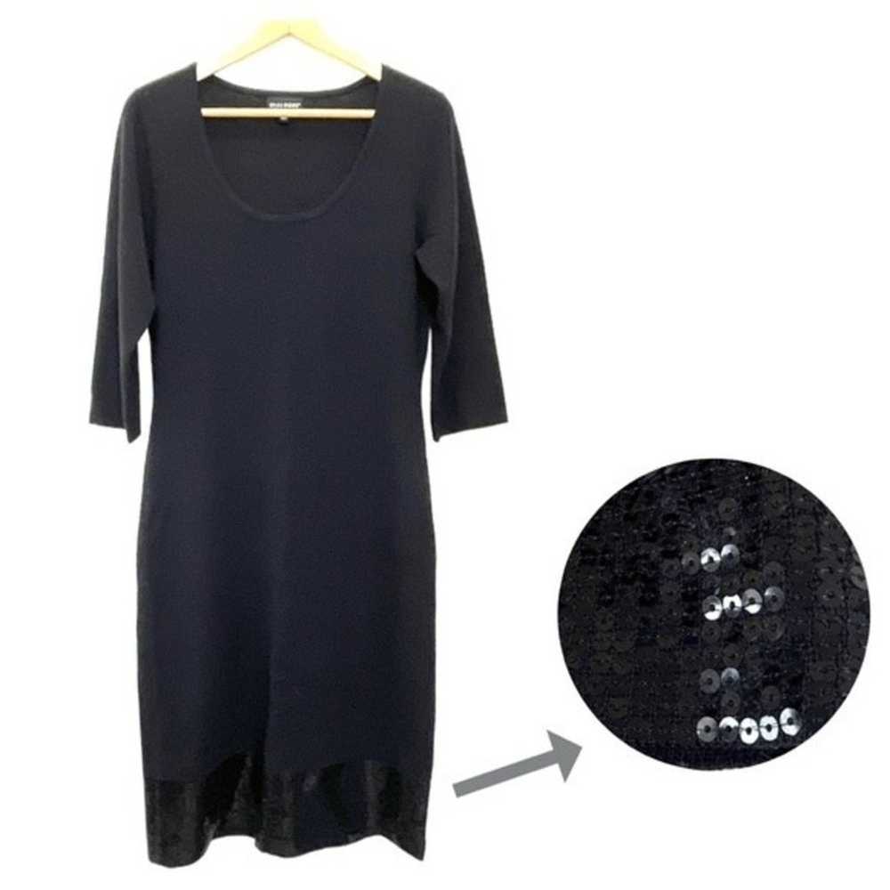 Dialogue Wool Knit Dress Sz M Black Sequin Trim 3… - image 1