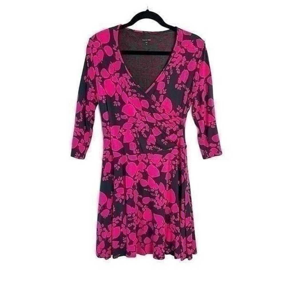 Garnet Hill Brianna Wrap Dress Pink Gray Floral F… - image 1